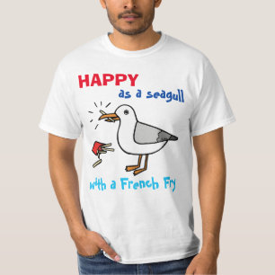 Camiseta Feliz como gaviota con un amante de la playa franc