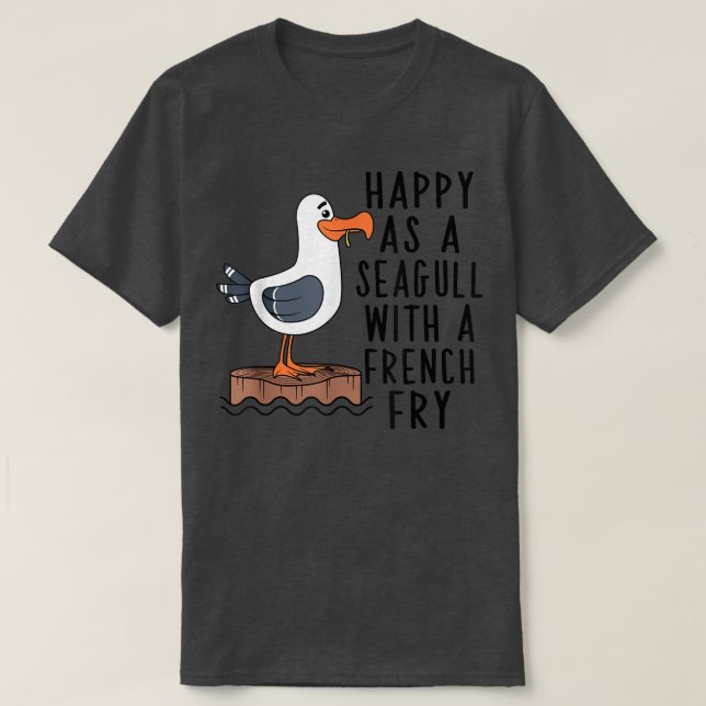 Camiseta Feliz Como Una Gaviota Con Un Tapón Francés (Diseño del anverso)