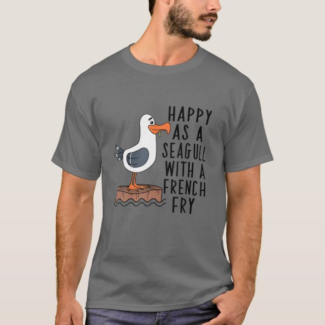 Camiseta Feliz Como Una Gaviota Con Un Tapón Francés (Anverso)