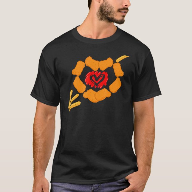 Camiseta Feliz Con La Comida Ama A Los Nugs Fries Francesas (Anverso)