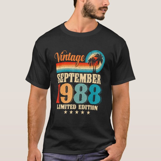 Camiseta Feliz con la familia septiembre 1988 34th Birthday (Anverso)
