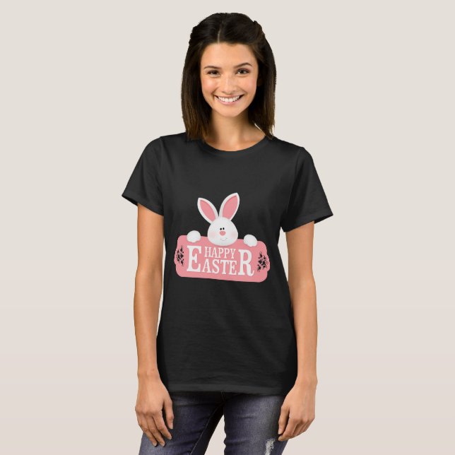 Camiseta Feliz Conejo Blanco de Pascua (Anverso completo)