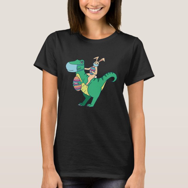 Camiseta Feliz Conejo de Dinosaurios Rex de Pascua (Anverso)