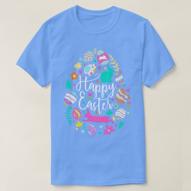 Camiseta Feliz Conejo de Huevo de Pascua (Diseño del anverso)