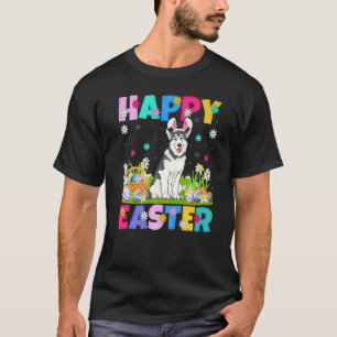 Camiseta Feliz Conejo de Pascua Alaskan Malamute Perro Pasc