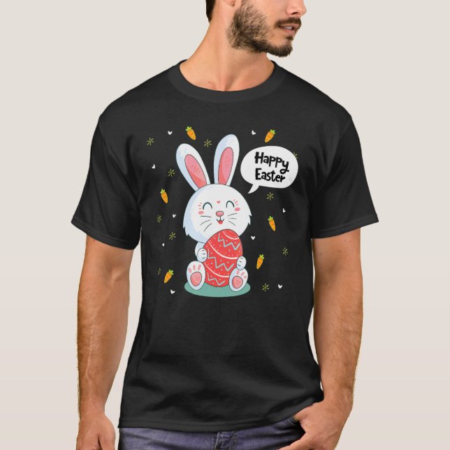 Camiseta Feliz Conejo de Pascua Boho Hunt Egg Carrot Bunny  (Anverso)