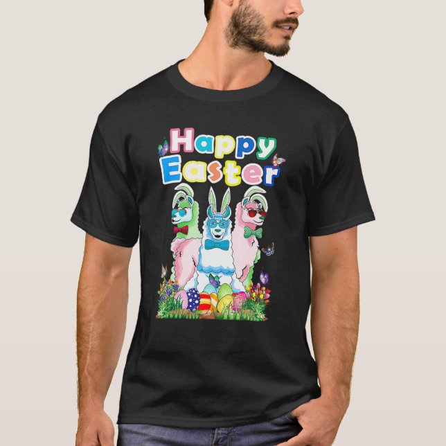 Camiseta Feliz Conejo de Pascua Mujer Llama Juego de Huevo  (Anverso)
