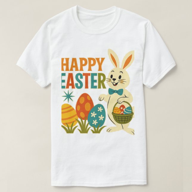 Camiseta Feliz Conejo de Pascua Retro 60 -2025 (Diseño del anverso)