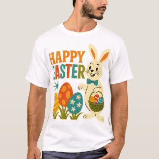 Camiseta Feliz Conejo de Pascua Retro 60 -2025