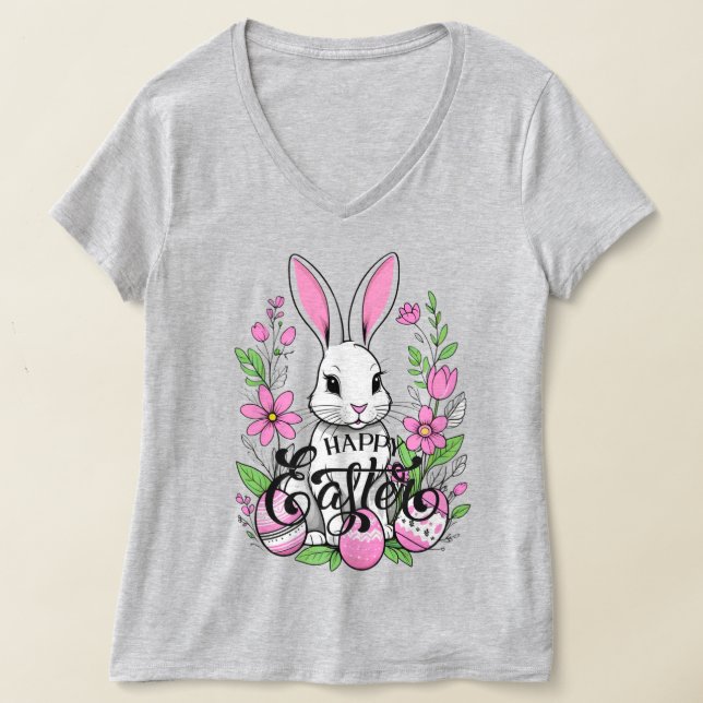 Camiseta Feliz Conejo de Pascua (rosa oscuro) (Distribución )