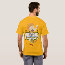 Camiseta Feliz conjunto de acción de gracias nombre persona