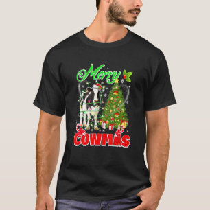Camiseta Feliz Cowmas Luces Divinas de Navidad Santa Granja
