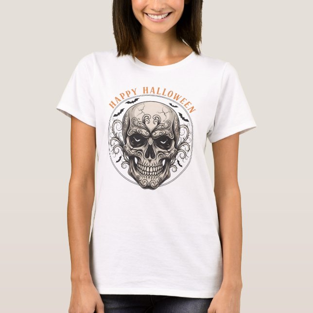 Camiseta Felíz Cráneo de Halloween (Anverso)