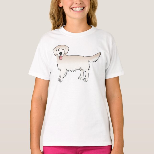 Camiseta Feliz Crema inglesa Golden Retriever Cartog Dog (Anverso)