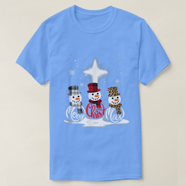 Camiseta Feliz Cruz de Navidad Jesús Snowman Divertido Navi (Diseño del anverso)