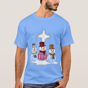 Camiseta Feliz Cruz de Navidad Jesús Snowman Divertido Navi