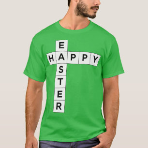 Camiseta Feliz Cruz del rompecabezas de la palabra de Pascu