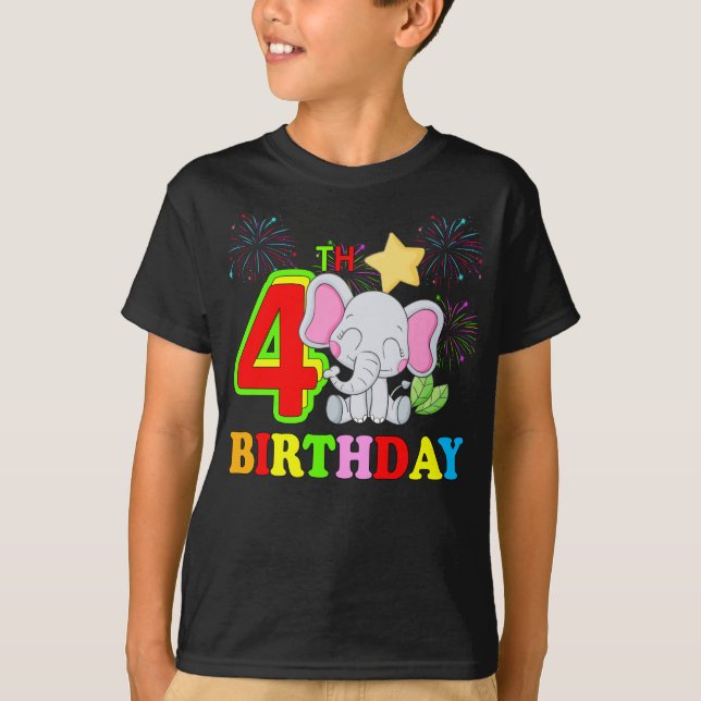 Camiseta Feliz cuarto cumpleaños bebé elefante niño - cuatr (Anverso)