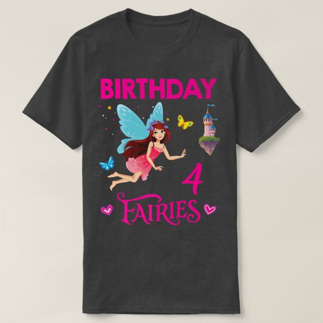 Camiseta Feliz cuarto cumpleaños, Chica, fiesta de cumpleañ (Diseño del anverso)