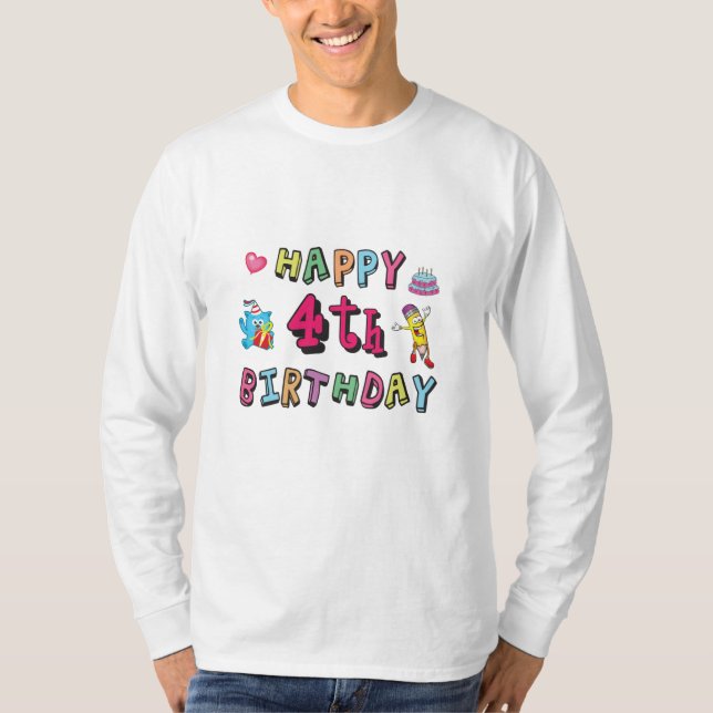 Camiseta Feliz cuarto cumpleaños, deseos de cuatro años al  (Anverso)