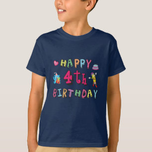 Camiseta Feliz cuarto cumpleaños, deseos de cuatro años al