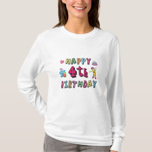 Camiseta Feliz cuarto cumpleaños, deseos de cuatro años al 