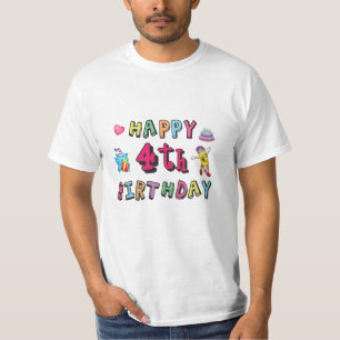Camiseta Feliz cuarto cumpleaños, deseos de cuatro años al