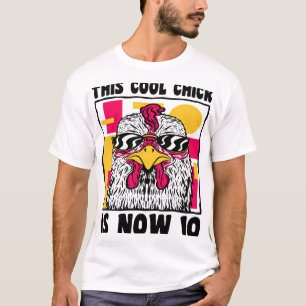 Camiseta Feliz cumpleaños 10 10 años de edad pollo genial 1