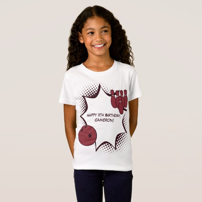 Camiseta Feliz cumpleaños 11 Bowling Party (Anverso completo)
