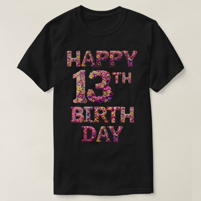 Camiseta Feliz cumpleaños 13 (Diseño del anverso)