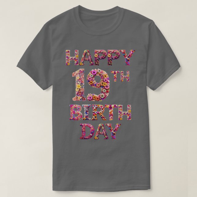 Camiseta Feliz cumpleaños 19 (Diseño del anverso)