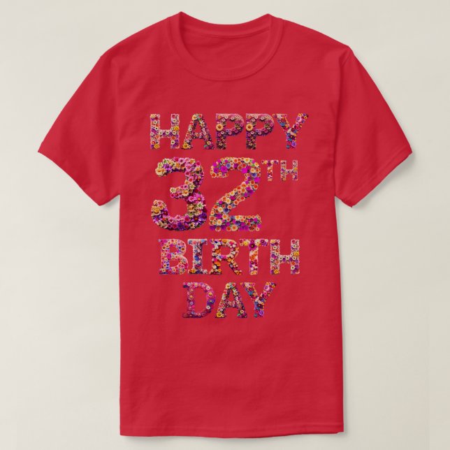 Camiseta Feliz cumpleaños 32 (Diseño del anverso)