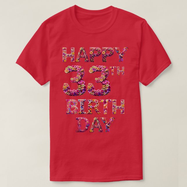 Camiseta Feliz cumpleaños 33 (Diseño del anverso)