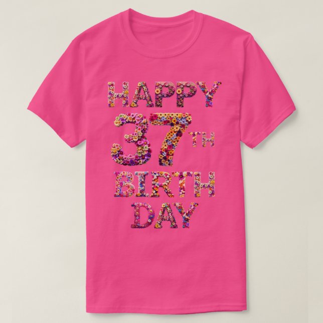 Camiseta Feliz cumpleaños 37 (Diseño del anverso)