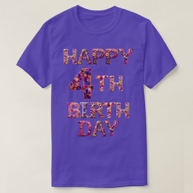 Camiseta Feliz cumpleaños 4 (Diseño del anverso)