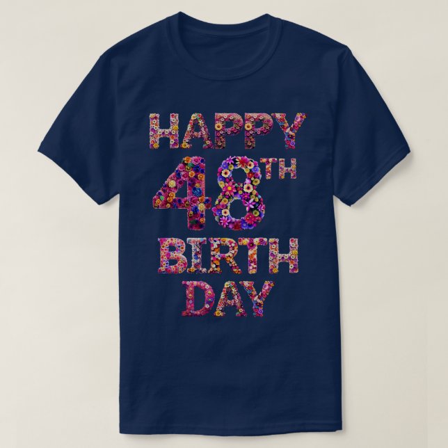 Camiseta Feliz cumpleaños 48 (Diseño del anverso)