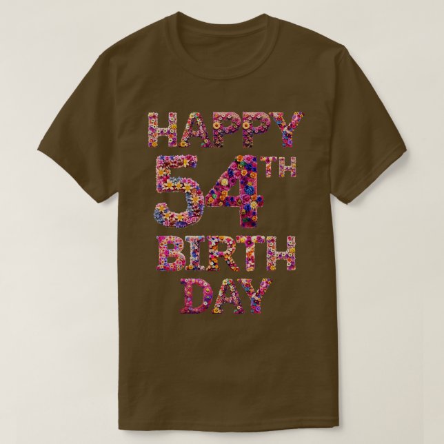 Camiseta Feliz cumpleaños 54 (Diseño del anverso)