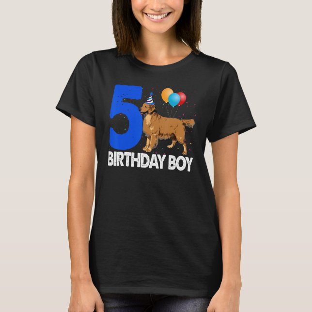 Camiseta Feliz cumpleaños 5 Golden Retriever Dog Tee Wom (Anverso)