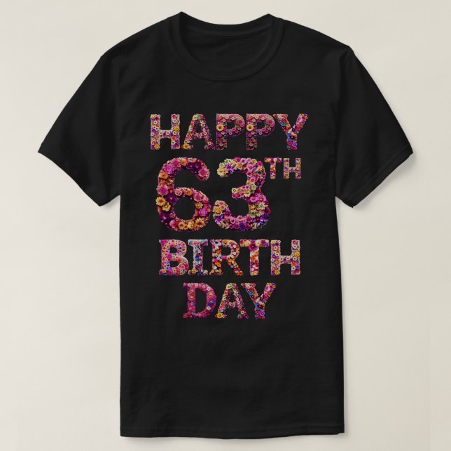 Camiseta Feliz cumpleaños 63 (Diseño del anverso)