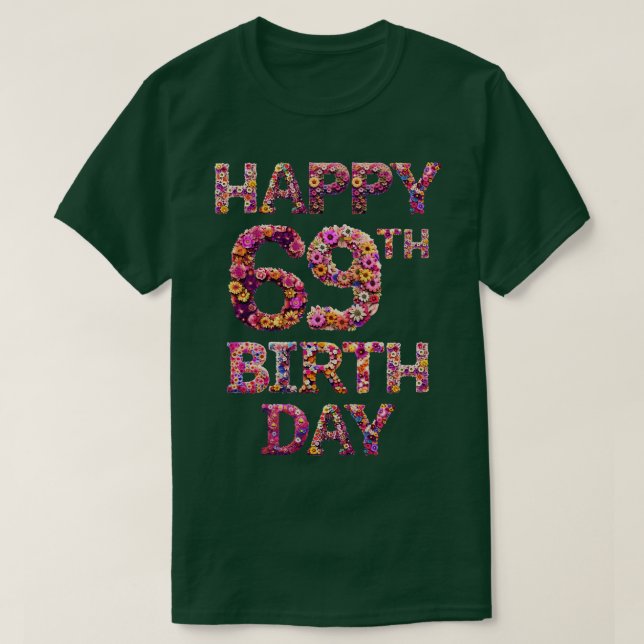 Camiseta Feliz cumpleaños 69 (Diseño del anverso)