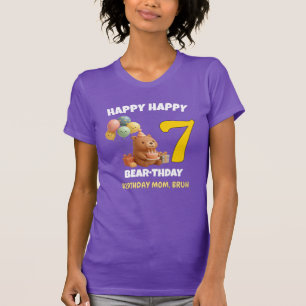 Camiseta FELIZ CUMPLEAÑOS 7º Cumpleaños Mamá Oso de Peluche
