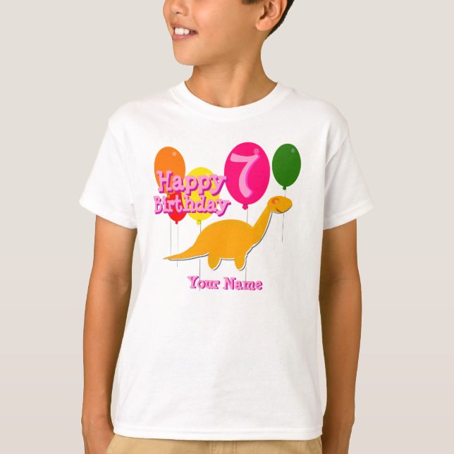 Camiseta Feliz cumpleaños 7 años del fiesta del globo de (Anverso)