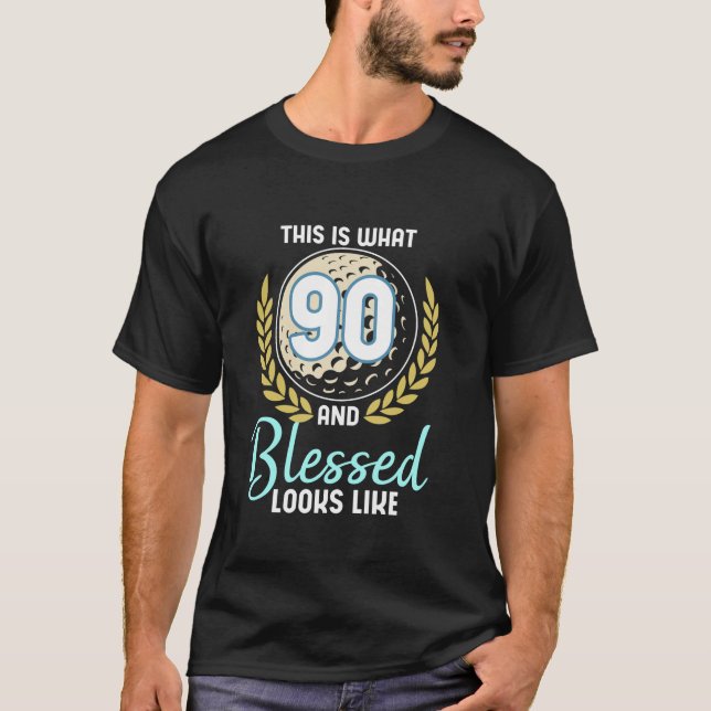 Camiseta Feliz Cumpleaños 90 Esto Es Lo Que 90 Y Bendecido  (Anverso)