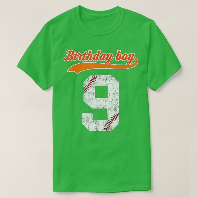 Camiseta Feliz cumpleaños 9 años Regalo de béisbol para niñ (Diseño del anverso)