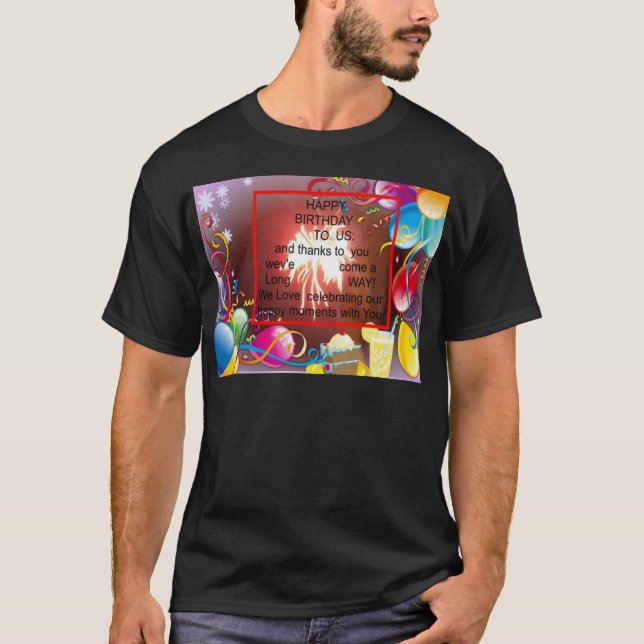 Camiseta Feliz cumpleaños a la imprenta de arte estadounide (Anverso)