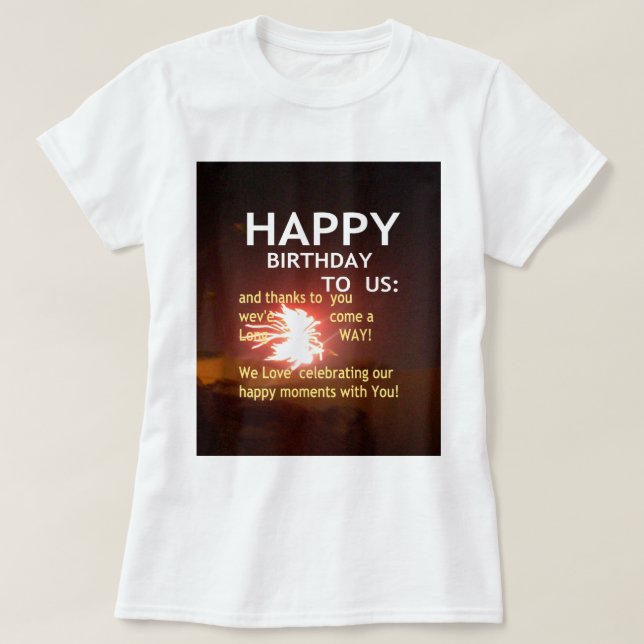 Camiseta Feliz cumpleaños a la imprenta de arte estadounide (Diseño del anverso)
