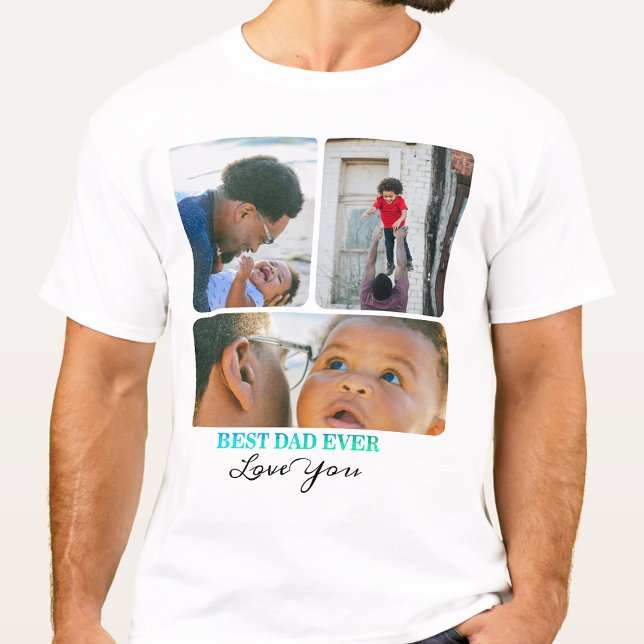 Camiseta Feliz cumpleaños a papá, regalo de Collage de foto (Subido por el creador)