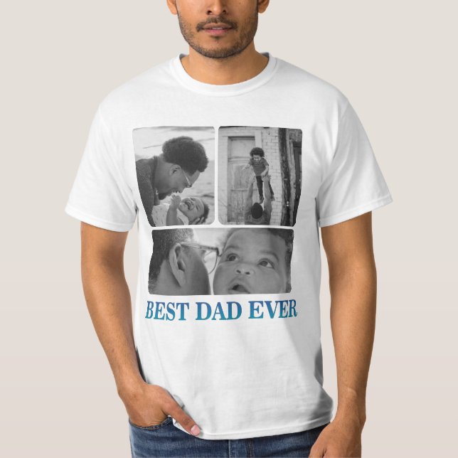 Camiseta Feliz cumpleaños a papá, regalo de Collage de foto (Anverso)