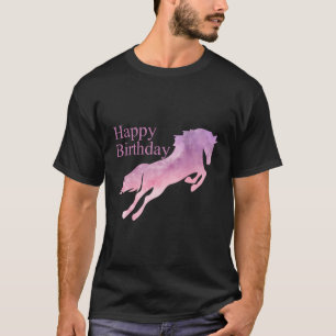 Camiseta Feliz cumpleaños, acuarela, niña de vaca, caballo,