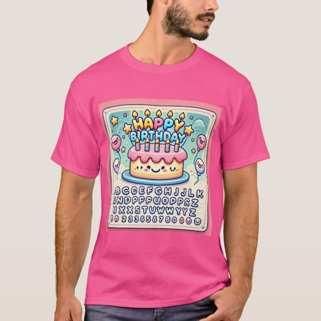 Camiseta Feliz cumpleaños, alegre fiesta de pasteles (Anverso)